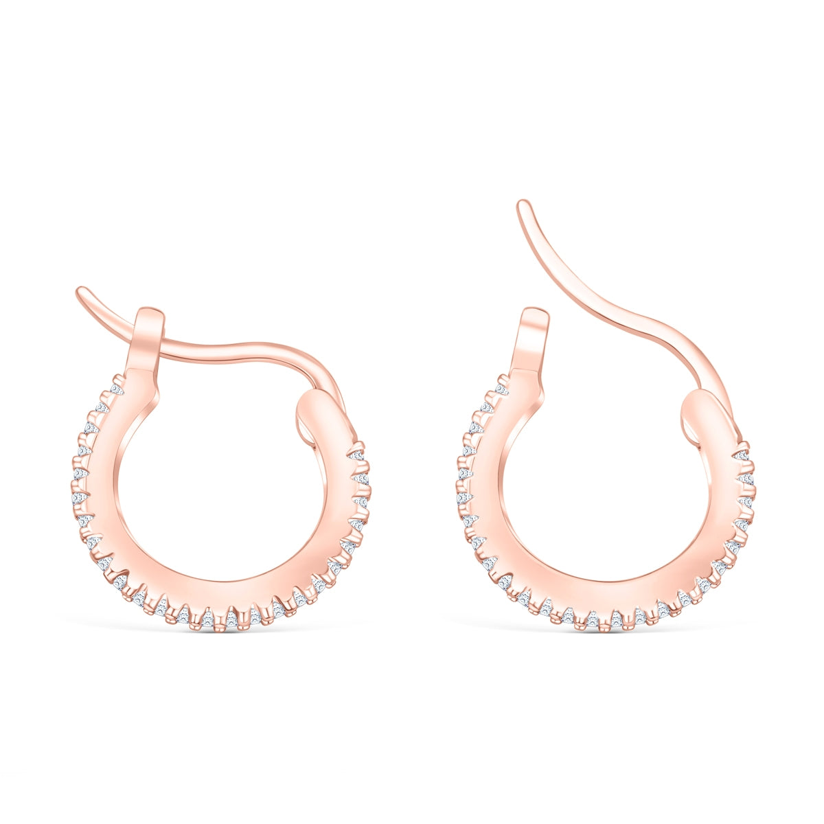 Huggie rose gold earrings with stones