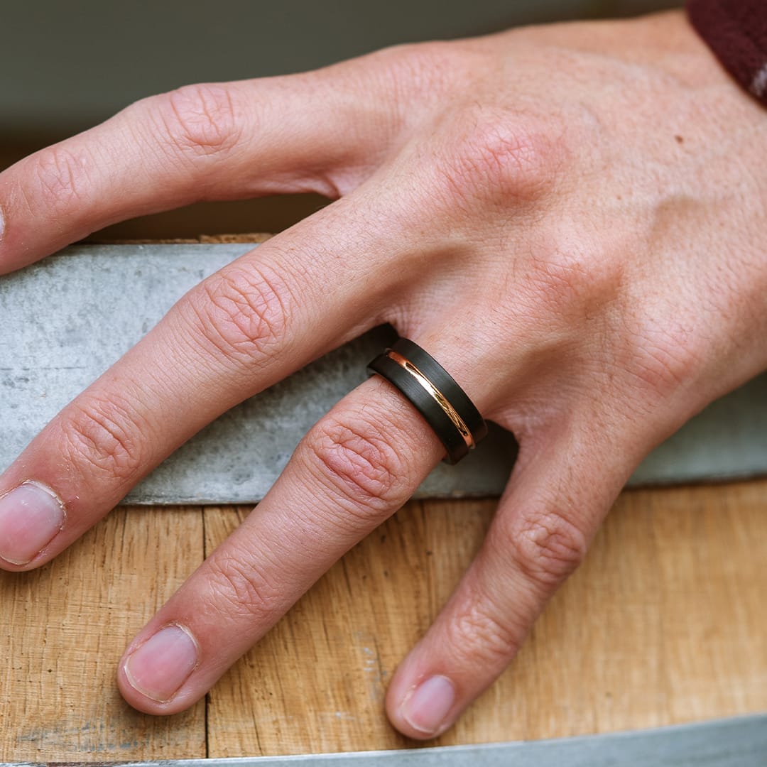 the elite black tungsten wedding ring