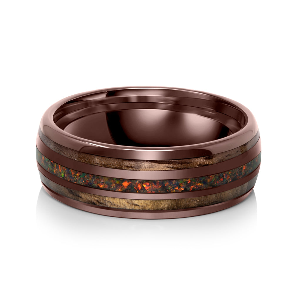 The Ember Brown Tungsten Fire Opal Ring – Modern Gents