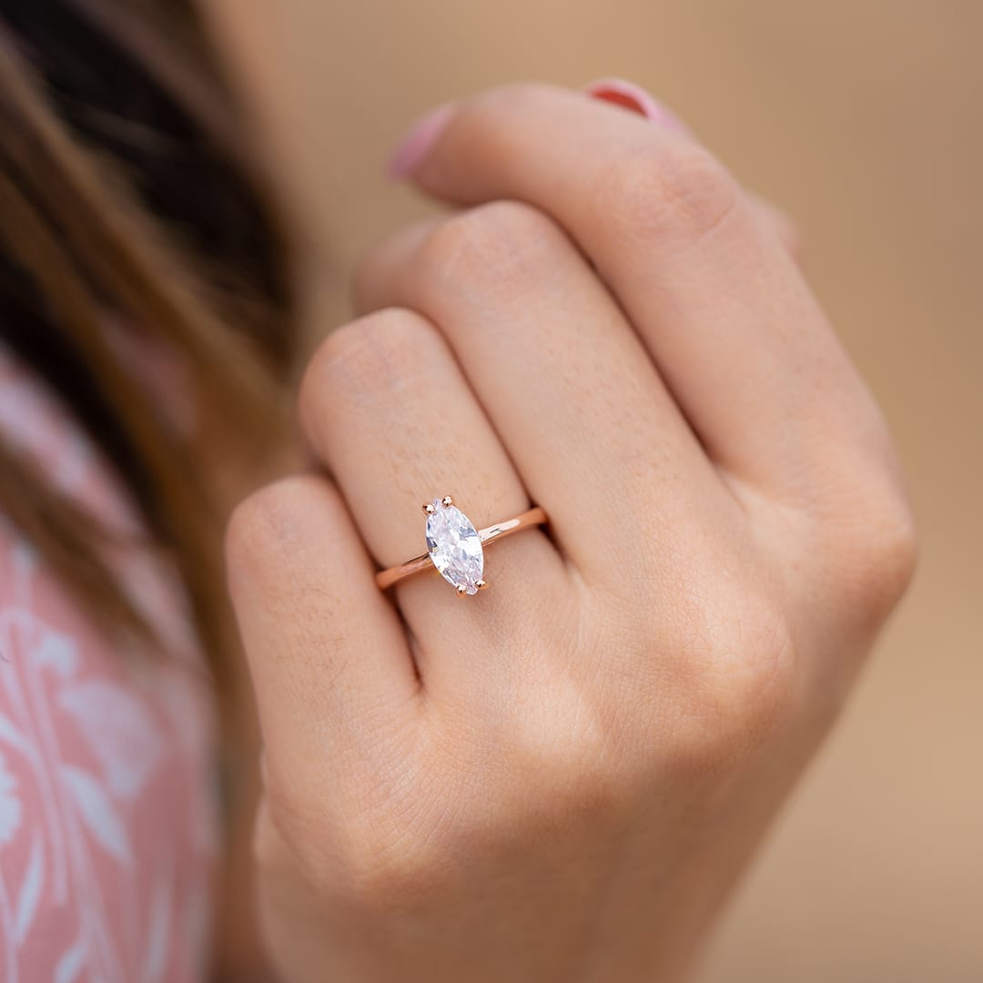 the cambria marquise rose gold solitaire ring