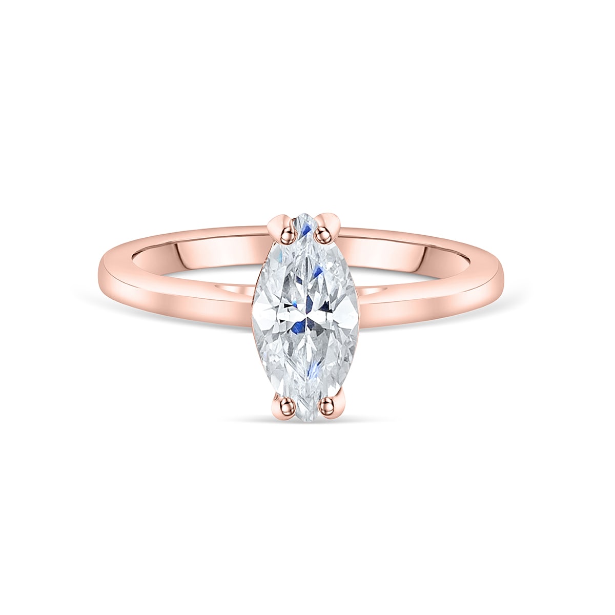 the cambria rose gold marquise solitaire ring