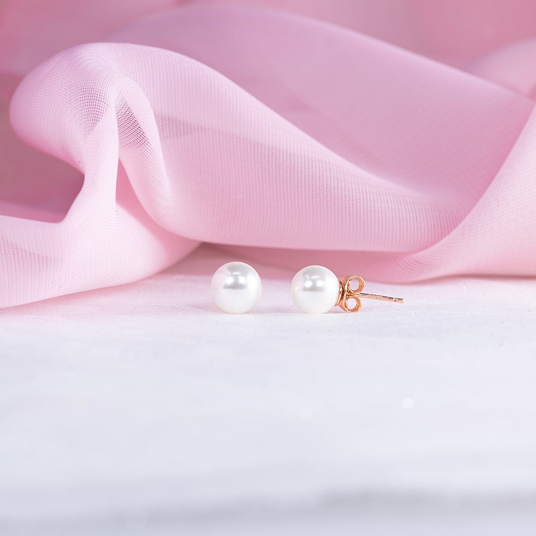 pearl rose gold earrings