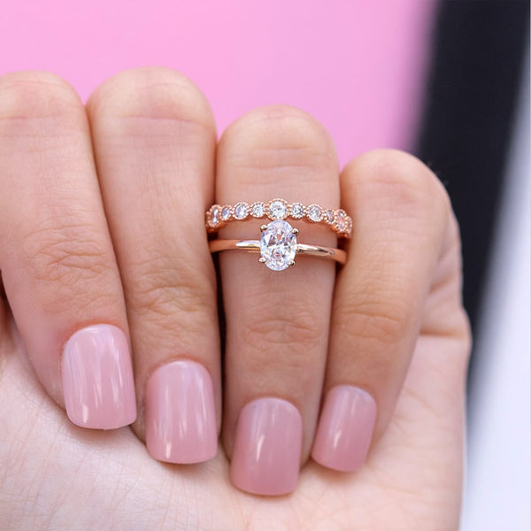 the ava rose gold oval solitaire