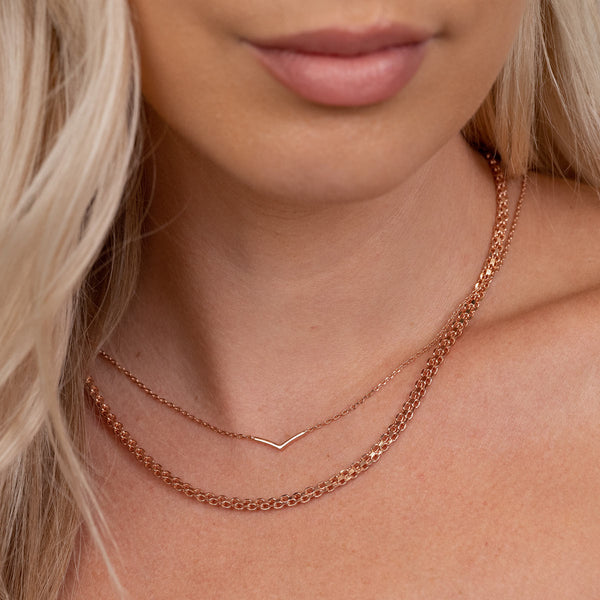 Rose gold stackable chain necklaces