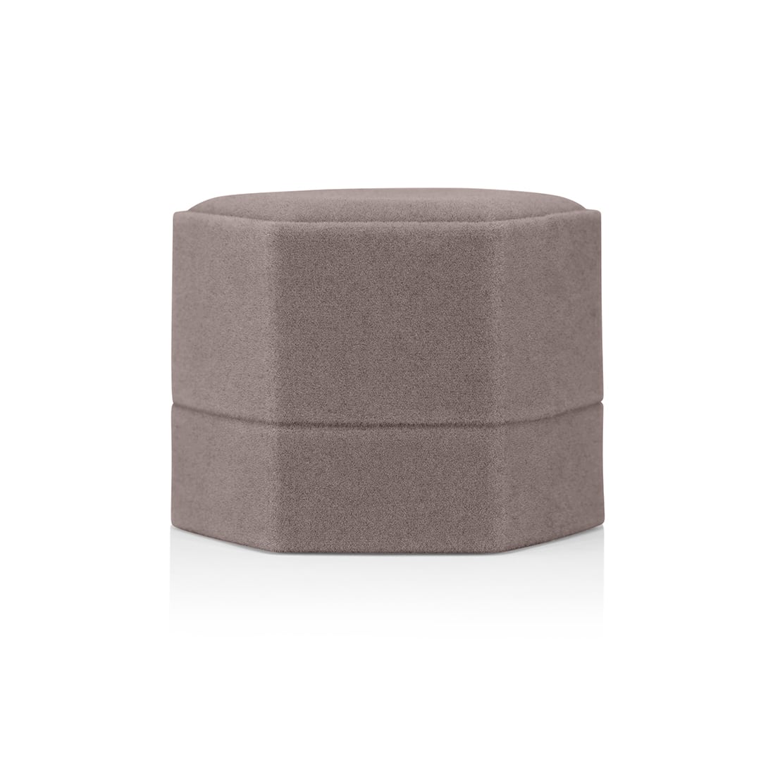 Taupe colored hexagon ring box