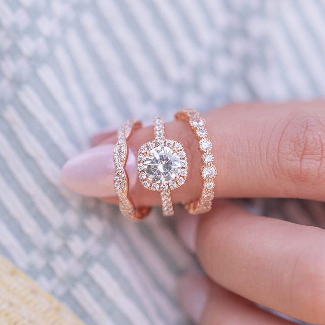 the sadie rose gold vintage twisted wedding band on hand